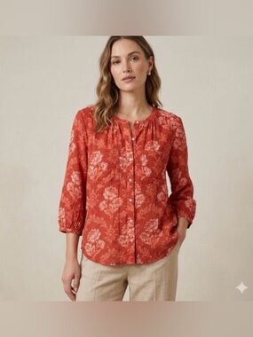 Anthropologie Akemi + Kin red floral blouse top